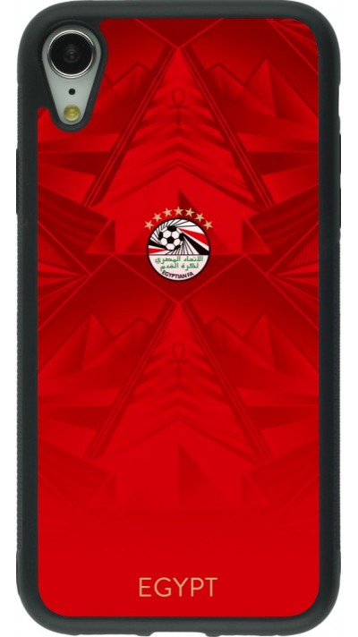 Coque iPhone XR - Silicone rigide noir Maillot de football Égypte 2026 personnalisable