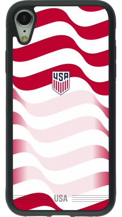Coque iPhone XR - Silicone rigide noir Maillot de football États-Unis 2026 personnalisable