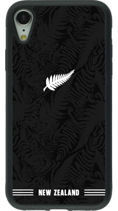 Coque iPhone XR - Silicone rigide noir Maillot de football Nouvelle-Zélande 2026 personnalisable