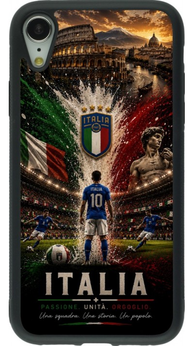 Coque iPhone XR - Silicone rigide noir Football Italie splash 2026