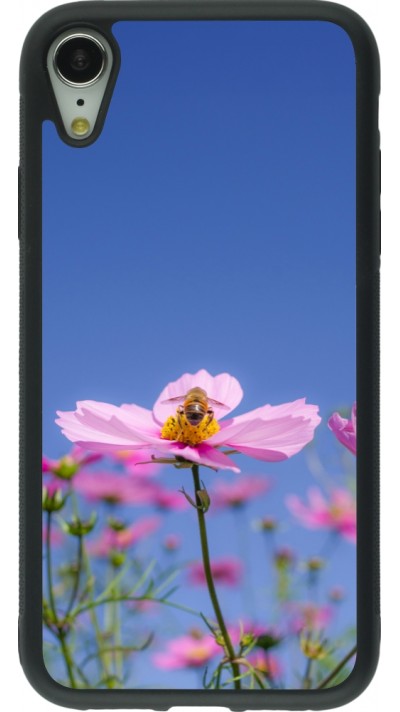 Coque iPhone XR - Silicone rigide noir Bee on a flower Spring 2026