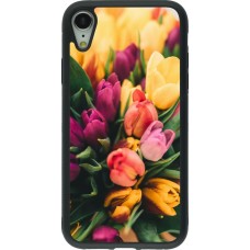 Coque iPhone XR - Silicone rigide noir Bouquet of tulips Spring 2026