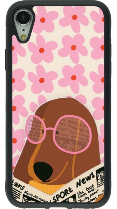 Coque iPhone XR - Silicone rigide noir Dog with newspaper Spring 2026