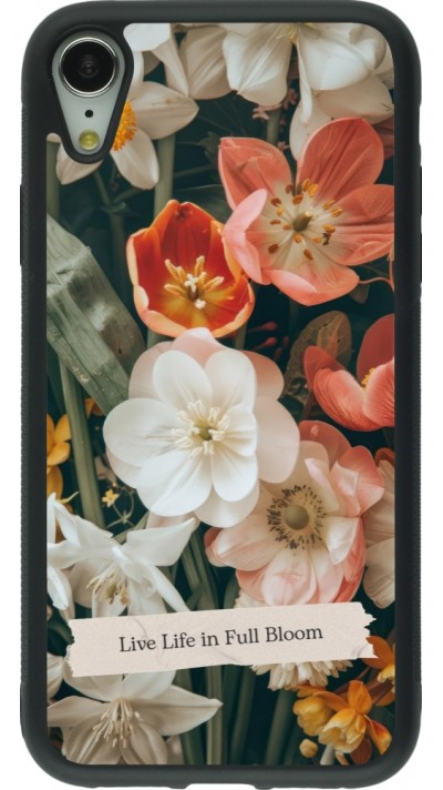 Coque iPhone XR - Silicone rigide noir Full Bloom Spring 2026