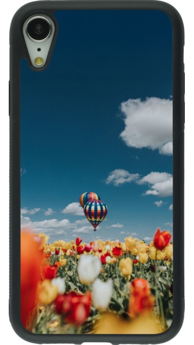 Coque iPhone XR - Silicone rigide noir Hot air balloon Spring 2026