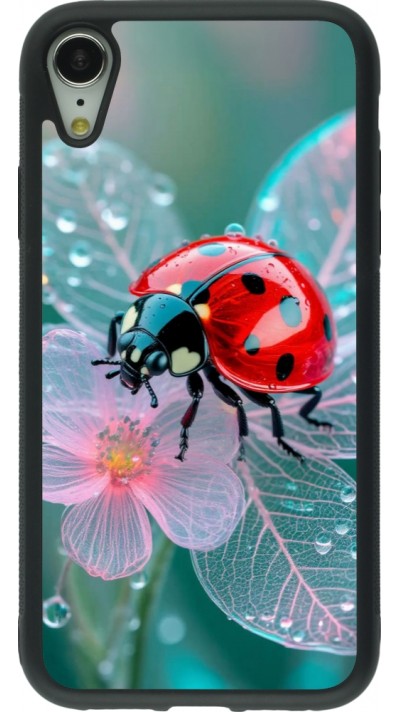 Coque iPhone XR - Silicone rigide noir Ladybird in bloom Spring 2026