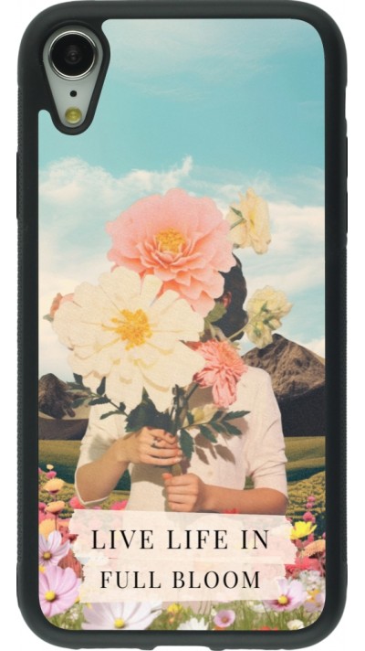 Coque iPhone XR - Silicone rigide noir Live life in full moon Spring 2026