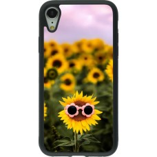 Coque iPhone XR - Silicone rigide noir Sunflower with glasses Spring 2026