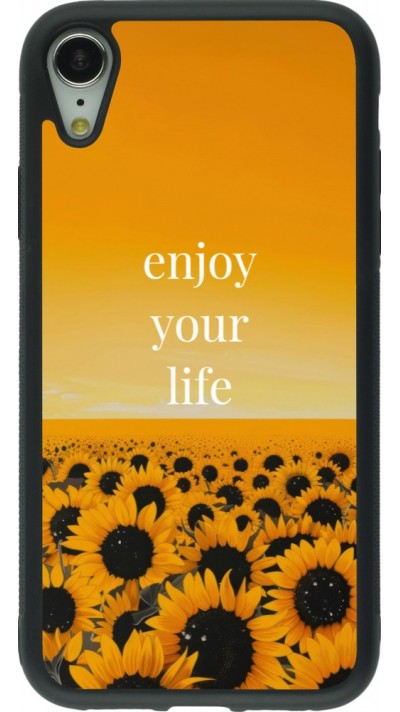 Coque iPhone XR - Silicone rigide noir Summer 2026 Enjoy your life