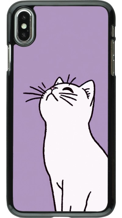Coque iPhone Xs Max - Chat sur fond violet