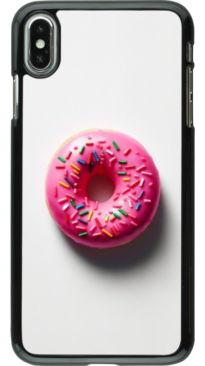 Coque iPhone Xs Max - Weißer Hintergrund, pinker Donut