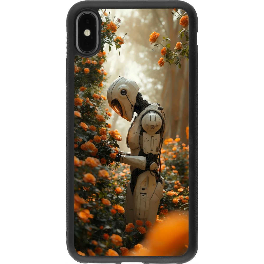 iPhone Xs Max Case Hülle - Silikon schwarz Astronaut flowers 2025