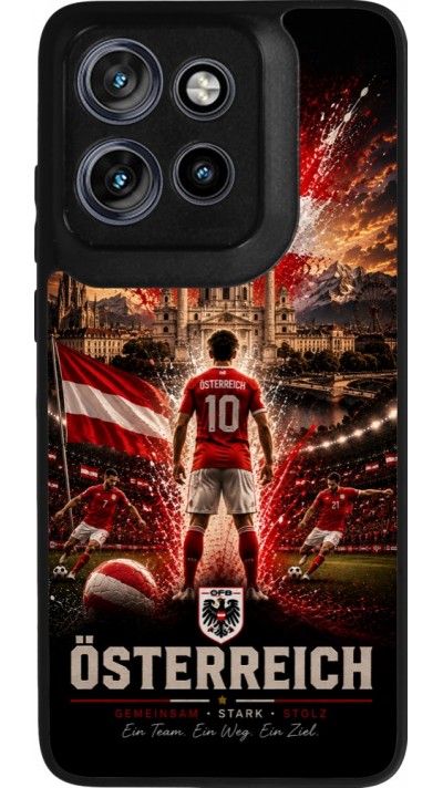 Coque Motorola Moto S50 - Silicone rigide noir Football Autriche splash 2026