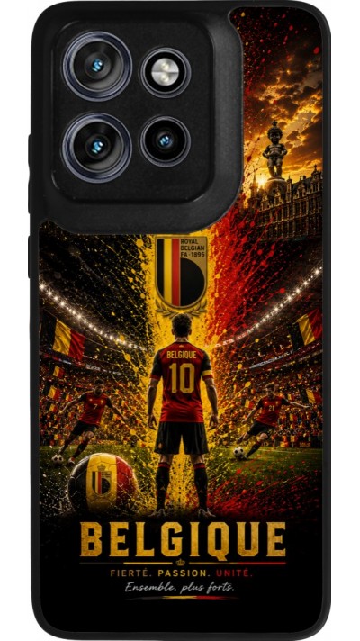 Coque Motorola Moto S50 - Silicone rigide noir Football Belgique splash 2026