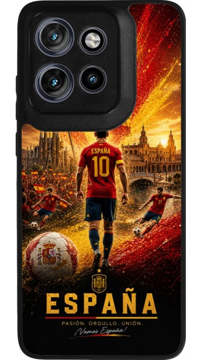Coque Motorola Moto S50 - Silicone rigide noir Football Espagne splash 2026