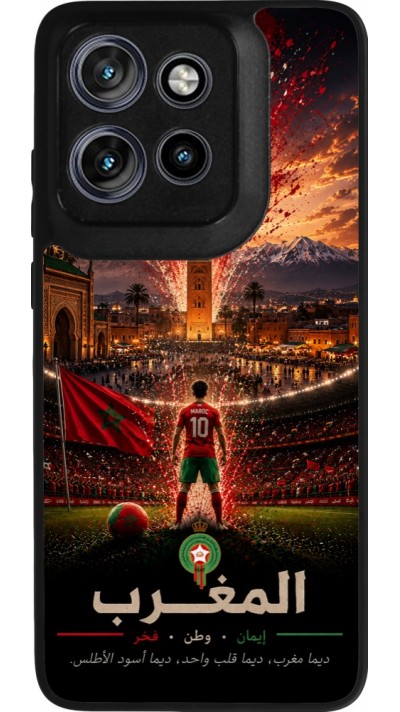Coque Motorola Moto S50 - Silicone rigide noir Football Maroc splash 2026