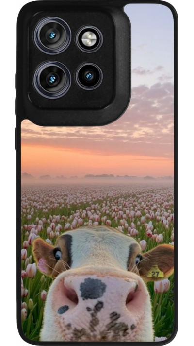 Motorola Moto S50 Case Hülle - Silikon schwarz Cow with tulips Spring 2026