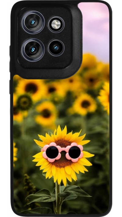 Motorola Moto S50 Case Hülle - Silikon schwarz Sunflower with glasses Spring 2026