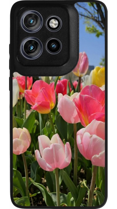 Motorola Moto S50 Case Hülle - Silikon schwarz Tulips Spring 2026