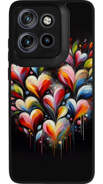 Motorola Moto S50 Case Hülle - Silikon schwarz Valentin 2024 Schwarzes Herz Abstrakt