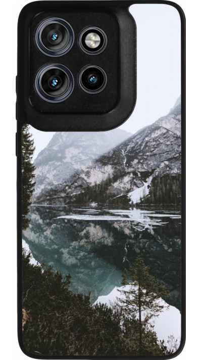 Motorola Moto S50 Case Hülle - Silikon schwarz Winter 22 snowy mountain and lake