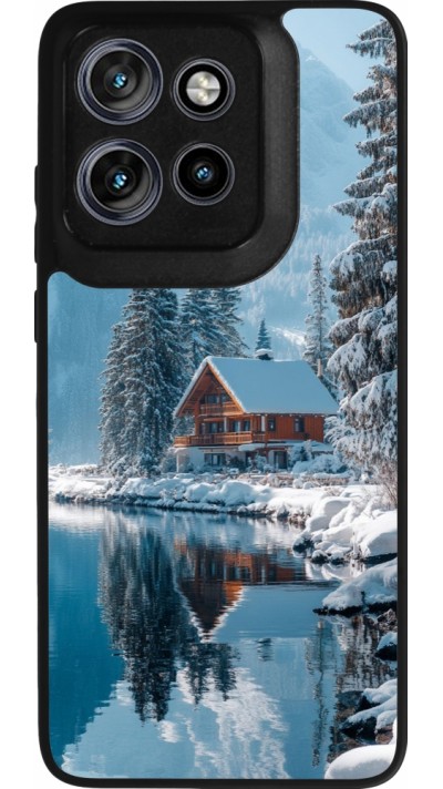 Motorola Moto S50 Case Hülle - Silikon schwarz Winter 25 Winter house forest day