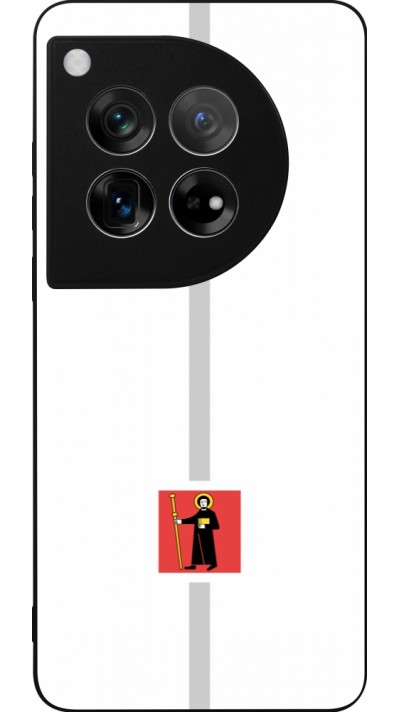 Coque OnePlus 12 - Silicone rigide noir Canton GL blanc