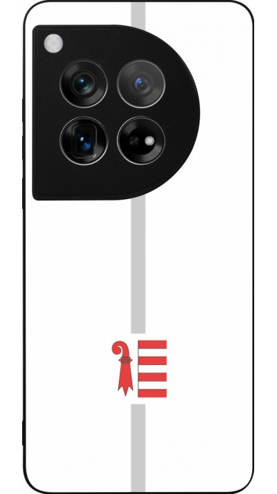 Coque OnePlus 12 - Silicone rigide noir Canton JU blanc