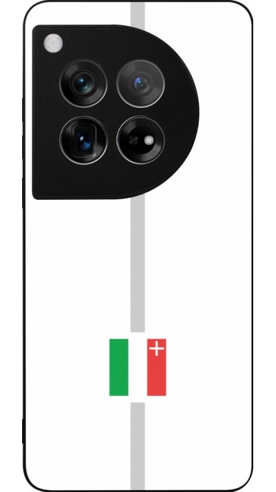 Coque OnePlus 12 - Silicone rigide noir Canton NE blanc
