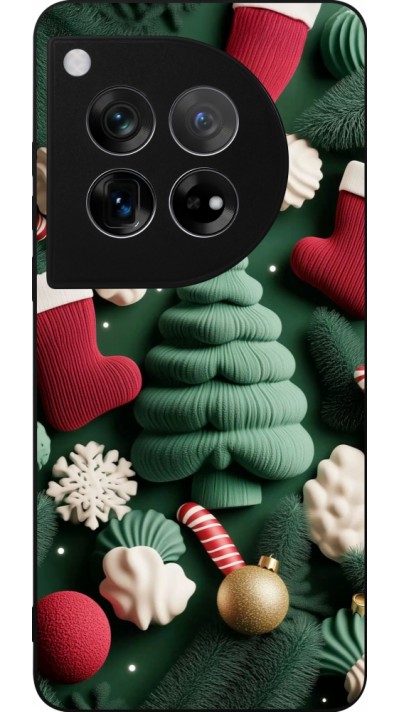 Coque OnePlus 12 - Silicone rigide noir Christmas 25 Christmas textiles