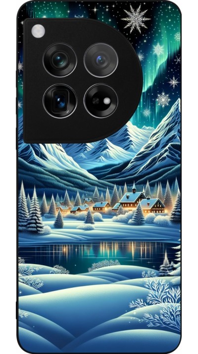OnePlus 12 Case Hülle - Silikon schwarz Verschneites Bergdorf am See in der Nacht OnePlus 12 Case Hülle - Silikon schwarz Verschneites Bergdorf am See in der Nacht