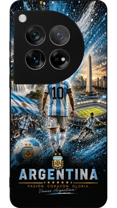 Coque OnePlus 12 - Silicone rigide noir Football Argentine splash 2026