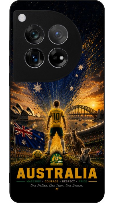 Coque OnePlus 12 - Silicone rigide noir Football Australie splash 2026
