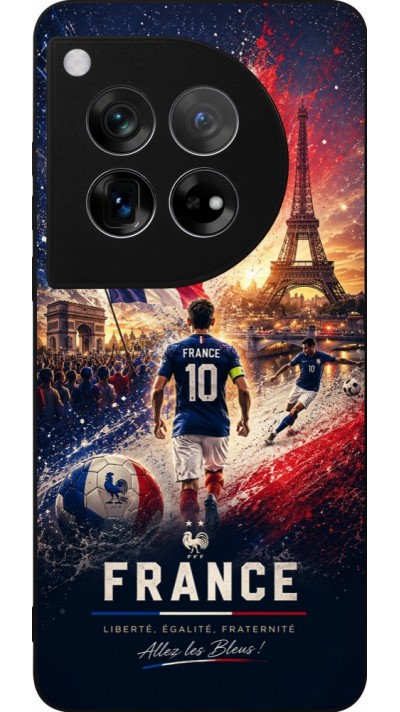 Coque OnePlus 12 - Silicone rigide noir Football France splash 2026