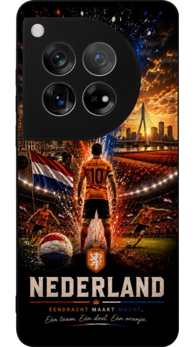 Coque OnePlus 12 - Silicone rigide noir Football Pays-Bas splash 2026