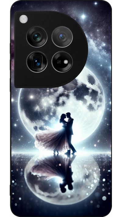 Coque OnePlus 12 - Silicone rigide noir Valentine 2024 Love under the moon