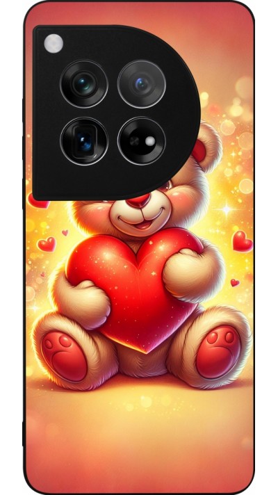 Coque OnePlus 12 - Silicone rigide noir Valentine 2024 Teddy love