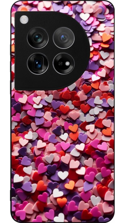 Coque OnePlus 12 - Silicone rigide noir Valentine 2025 Confetti