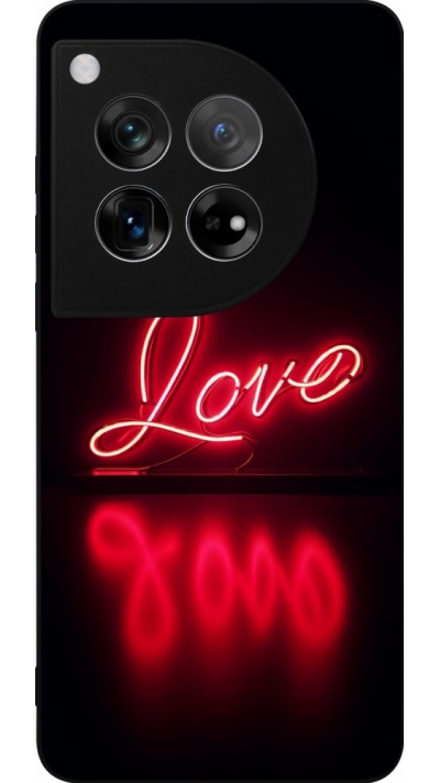 OnePlus 12 Case Hülle - Silikon schwarz Valentine 2025 Neon Liebe