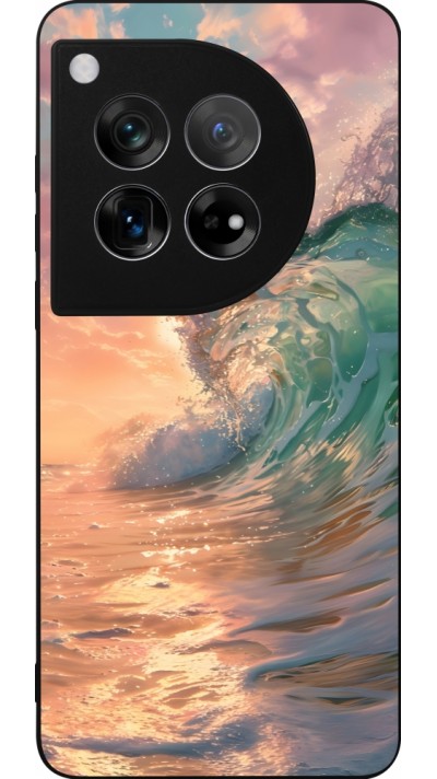 Coque OnePlus 12 - Silicone rigide noir Wave Sunset
