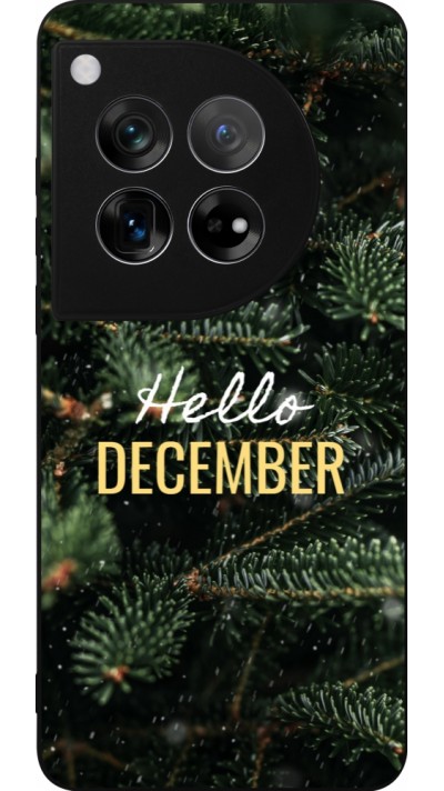 Coque OnePlus 12 - Silicone rigide noir Winter 25 Winter hello december
