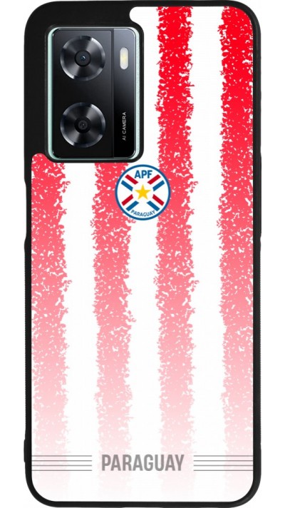 Coque OPPO A57 5G - Silicone rigide noir Maillot de football Paraguay 2026 personnalisable