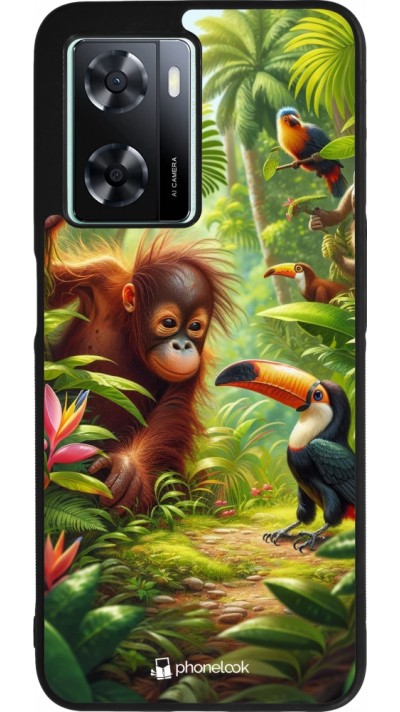 OPPO A57 5G Case Hülle - Silikon schwarz Tropischer Dschungel Tayrona