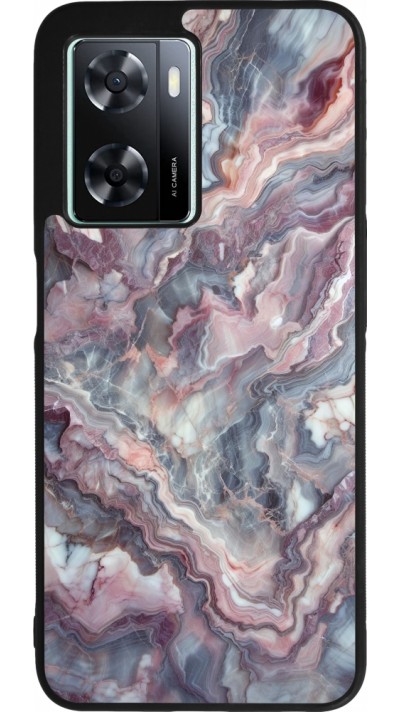OPPO A57 5G Case Hülle - Silikon schwarz Violetter silberner Marmor