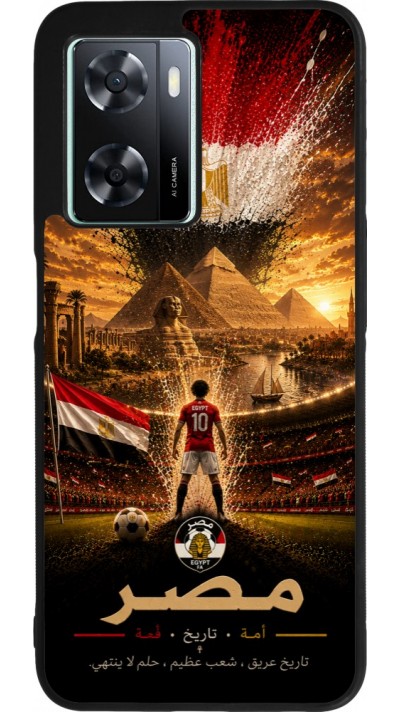 Coque OPPO A57 5G - Silicone rigide noir Football Égypte splash 2026