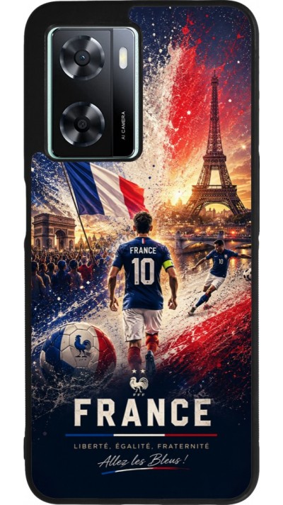 Coque OPPO A57 5G - Silicone rigide noir Football France splash 2026