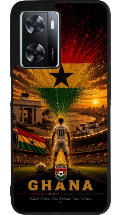 Coque OPPO A57 5G - Silicone rigide noir Football Ghana splash 2026