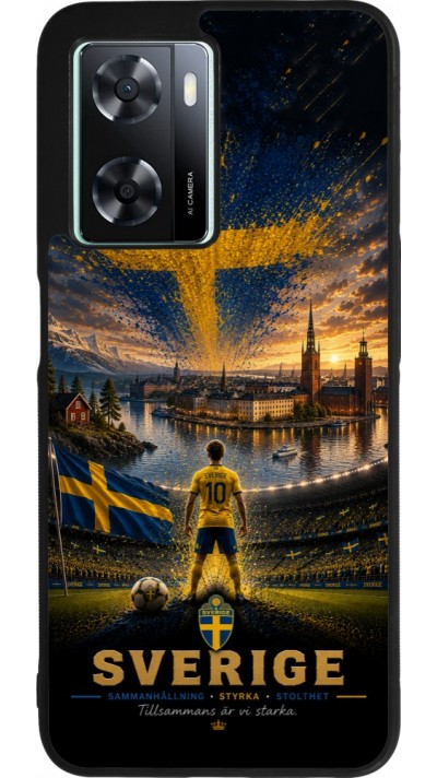 Coque OPPO A57 5G - Silicone rigide noir Football Suède splash 2026
