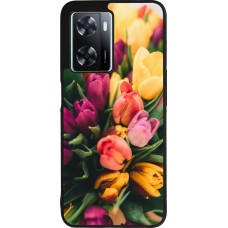 OPPO A57 5G Case Hülle - Silikon schwarz Bouquet of tulips Spring 2026