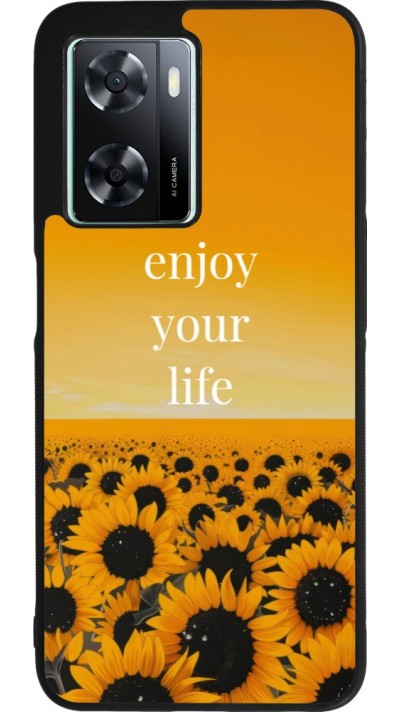 Coque OPPO A57 5G - Silicone rigide noir Summer 2026 Enjoy your life